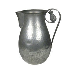 Buenilum Pewter Pitcher Flower Handle 8.25 inches Metal Home Decor DENTS